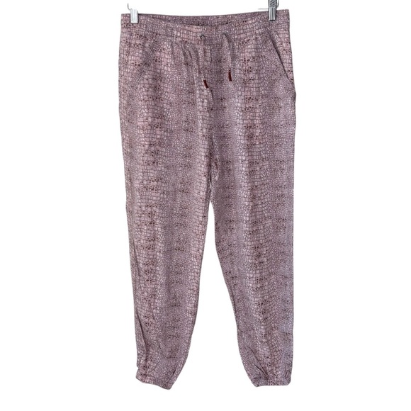 Anthropologie Orana Printed Pockets Joggers Pants In Pink Snakeskin Size Small - Picture 2 of 9